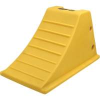 75 Ton Large Equipment Wheel Chock with Grip Pads, Urethane, Yellow SPOC Demo