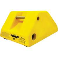 255 Ton Large Equipment Wheel Chock with Handle & Hole, Urethane, Yellow SPOC Demo