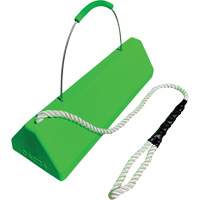 Checkers Safety SafeRay  Aircraft Wheel Chock with Loop Rope Cable Handle, Urethane, Fluorescent Green, 24" W x 8" D x 6" H SPOC Demo