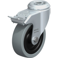 Light-Duty Caster, Swivel with Brake, 4" (101.6 mm), Solid Rubber, 242 lbs. (110 kg.) SPOC Demo