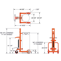 Hydraulic Large Liquid Gas Cylinder Cart HLCC, Polyurethane Wheels, 20" W x 20" D Base, 1000 lbs. SPOC Demo