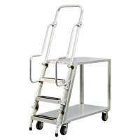 Aluminum Stock Picking Ladder Cart, Aluminum, 22" W x 51-1/2" D, 2 Shelves, 800 lbs. Capacity SPOC Demo