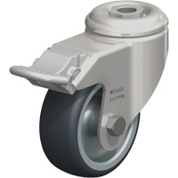 Stainless Steel Thermoplastic Elastomer Caster, Swivel with Brake, 3-1/8" (79.5 mm) Dia., 220 lbs. (100 kg.) Capacity SPOC Demo