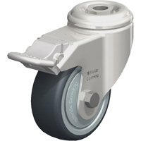 Stainless Steel Thermoplastic Elastomer Caster, Swivel with Brake, 3-1/8" (79.5 mm) Dia., 220 lbs. (100 kg.) Capacity SPOC Demo