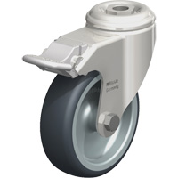 Stainless Steel Thermoplastic Elastomer Caster, Swivel with Brake, 4" (102 mm) Dia., 240 lbs. (108 kg.) Capacity SPOC Demo