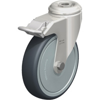 Stainless Steel Thermoplastic Elastomer Caster, Swivel with Brake, 5" (127 mm) Dia., 265 lbs. (120 kg.) Capacity SPOC Demo