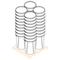 Baril emboîtable en poly&eacute;thyl&egrave;ne, 55 gal. US (45 gal. imp.), Dessus ouvert, Jaune SPOC Demo