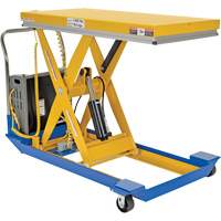 DC Powered & Manual Scissor Lift Table, Steel, 48" L x 24" W, 1000 lbs. Capacity SPOC Demo