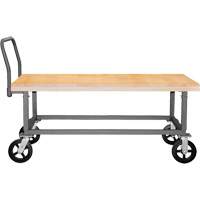 Chariot &agrave; plateforme ajustable en bois, 48" lo x 24" la, Capacit&eacute; de 1800 lb, Roues en Caoutchouc moul&eacute; SPOC Demo