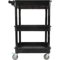 Utility Cart with Deep Lip Shelf, 3 Tiers, 19" x 39-1/2" x 28-1/4", 330 lbs. Capacity SPOC Demo