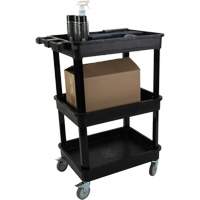 Utility Cart with Deep Lip Shelf, 3 Tiers, 19" x 39-1/2" x 28-1/4", 330 lbs. Capacity SPOC Demo