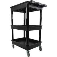 Utility Cart with Deep Lip Shelf, 3 Tiers, 19" x 39-1/2" x 28-1/4", 330 lbs. Capacity SPOC Demo