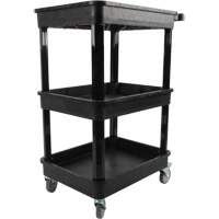 Utility Cart with Deep Lip Shelf, 3 Tiers, 19" x 39-1/2" x 28-1/4", 330 lbs. Capacity SPOC Demo