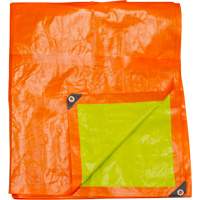 High-Visibility Heavy-Duty Woven Tarp, Polyethylene, Green/Orange, 16' x 20' x 12 mils SPOC Demo