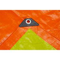 High-Visibility Heavy-Duty Woven Tarp, Polyethylene, Green/Orange, 16' x 20' x 12 mils SPOC Demo