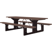 Tables de pique-nique en plastique recycl&eacute;, 6' lo x 61-1/2" la, Brun SPOC Demo
