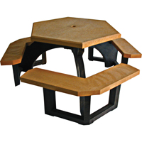 Tables de pique-nique hexagonales en plastique recycl&eacute;, 78" lo x 78" la, C&egrave;dre SPOC Demo