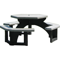 Tables de pique-nique hexagonales en plastique recycl&eacute;, 78" lo x 78" la, Gris SPOC Demo