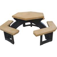 Tables de pique-nique hexagonales en plastique recycl&eacute;, 78" lo x 78" la, C&egrave;dre SPOC Demo