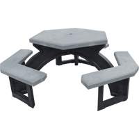 Tables de pique-nique hexagonales en plastique recycl&eacute;, 78" lo x 78" la, Gris SPOC Demo