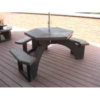Tables de pique-nique hexagonales en plastique recycl&eacute;, 78" lo x 78" la, Brun SPOC Demo
