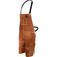 Leather Welding Apron, Split-Leg Bib, 36" L, Brown SPOC Demo