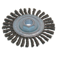 Economy High Speed Stringer Bead Knot Wire Wheel Brush, 5" Dia., 0.02" Fill, 5/8"-11 Arbor, Steel SPOC Demo