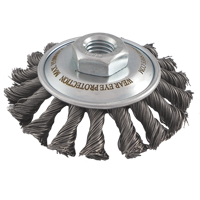 Knotted Wire Wheel Saucer Brushes, 4" Dia., 0.02" Fill, 5/8"-11 Arbor, Steel SPOC Demo