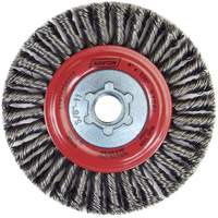 Stringer Bead Knot Wire Brush For Angle Grinders, 4" Dia., 0.02" Fill, 5/8"-11 Arbor, Steel SPOC Demo