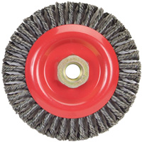 Stringer Bead Knot Wire Brush For Angle Grinders, 5" Dia., 0.02" Fill, 5/8"-11 Arbor, Steel SPOC Demo