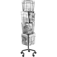 Pr&eacute;sentoirs pivotants pour documentation, Rotatif, 16 fentes, Fil m&eacute;tallique, 15" la x 15" p x 60" h SPOC Demo