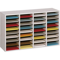Casier &agrave; compartiments r&eacute;glable pour documentation, Stationnaire, 36 fentes, Bois, 39-1/4" la x 11-3/4" p x 24" h SPOC Demo