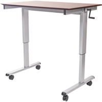 Postes de travail ajustables pour travail assis et debout , , 48-1/2" h x 59" la x 29-1/2" p, Noyer SPOC Demo