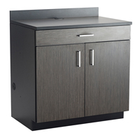 Modular Base Cabinet, Melamine, 39" H x 36" W x 25" D, Asian Night/Black SPOC Demo
