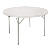 Folding Table, Round, 48" L x 48" W, Polyethylene, White SPOC Demo