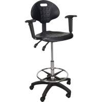 Heavy-Duty Ergonomic Stool with Adjustable Arm Rests & Nylon Stem Casters, Mobile, Adjustable Height, 250 lbs. Capacity SPOC Demo