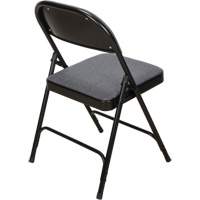 Chaise pliante de luxe en tissu rembourr&eacute;e, Acier, Gris, Capacit&eacute; 300 lb SPOC Demo