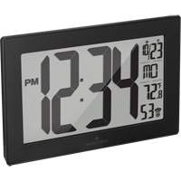 Self-Setting & Self-Adjusting Wall Clock with Stand, Digital, Battery Operated, Black SPOC Demo