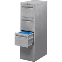 Vertical Filing Cabinet with Recessed Drawer Handles, 3 Drawers, 18.15" W x 26.56" D x 40" H, Grey SPOC Demo