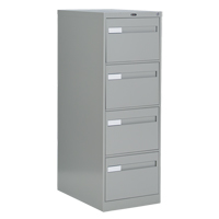 Vertical Filing Cabinet with Recessed Drawer Handles, 4 Drawers, 18.15" W x 26.56" D x 52" H, Grey SPOC Demo