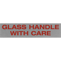"Glass Handle with Care" Special Handling Labels, 5" L x 2" W, Black on Red SPOC Demo