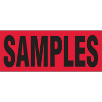 "Samples" Special Handling Labels, 5" L x 2" W, Black on Red SPOC Demo