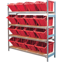 Wide Span Shelving with Jumbo Plastic Bins, Steel, Boltless, 800 lbs. Capacity, 66" W x 72" H x 18" D SPOC Demo