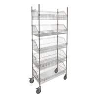 Wire Basket Shelving Cart, 5 Tiers, 36" W x 80" H x 18" D SPOC Demo