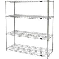 Heavy-Duty Chromate Wire Shelving, 4 Tiers, 36" W x 54" H x 24" D SPOC Demo