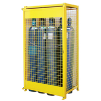 Gas Cylinder Cabinets, 10 Cylinder Capacity, 44" W x 30" D x 74" H, Yellow SPOC Demo