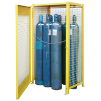 Gas Cylinder Cabinets, 10 Cylinder Capacity, 44" W x 30" D x 74" H, Yellow SPOC Demo
