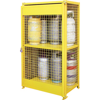 Gas Cylinder Cabinets, 12 Cylinder Capacity, 44" W x 30" D x 74" H, Yellow SPOC Demo