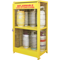 Gas Cylinder Cabinets, 12 Cylinder Capacity, 44" W x 30" D x 74" H, Yellow SPOC Demo