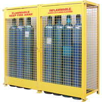 Gas Cylinder Cabinets, 20 Cylinder Capacity, 88" W x 30" D x 74" H, Yellow SPOC Demo